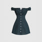 Women's New Arrival Plaid Printed Off-the-Shoulder Dress