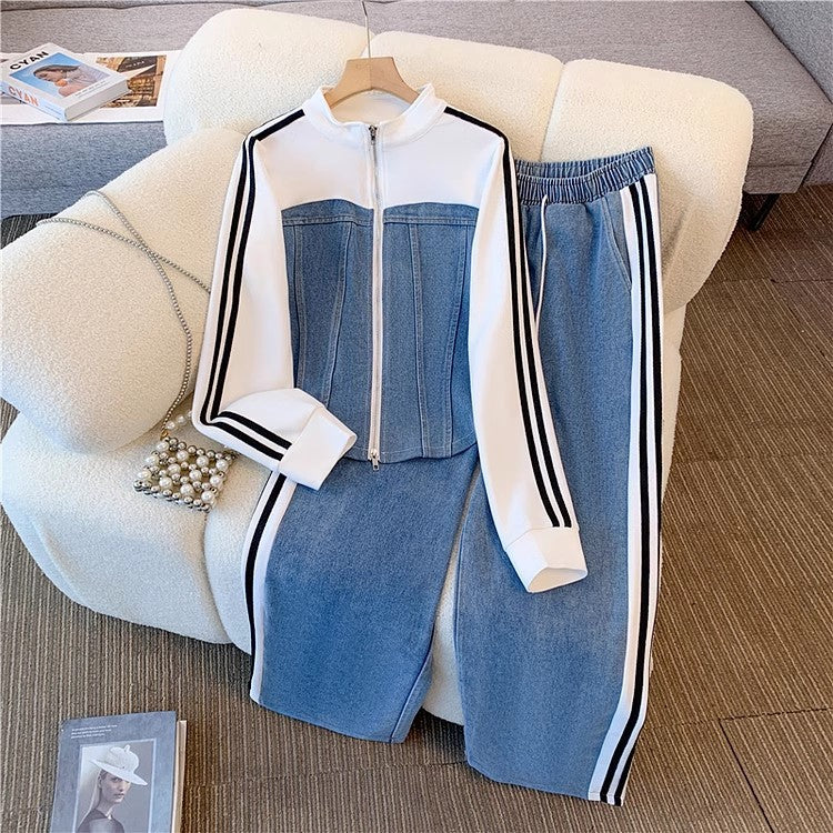 Womens Fashion Two-Piece Long-Sleeve Set With Zipper