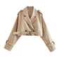 Trench-coat décontracté à manches longues avec ceinture de style français