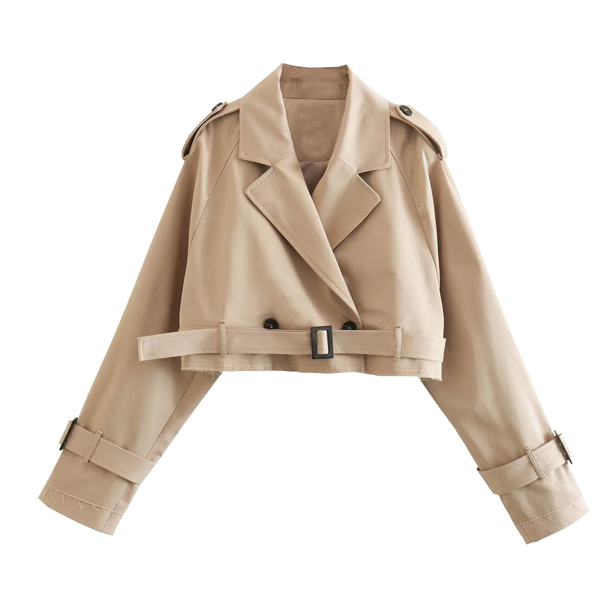 Trench-coat décontracté à manches longues avec ceinture de style français