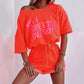 Fashion Letter Print Top Shorts Suit