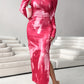 Womens Slant Shoulder Slit Slim Fit Dress