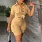 Ensemble deux pièces pour femme, chemise à manches courtes, style urbain