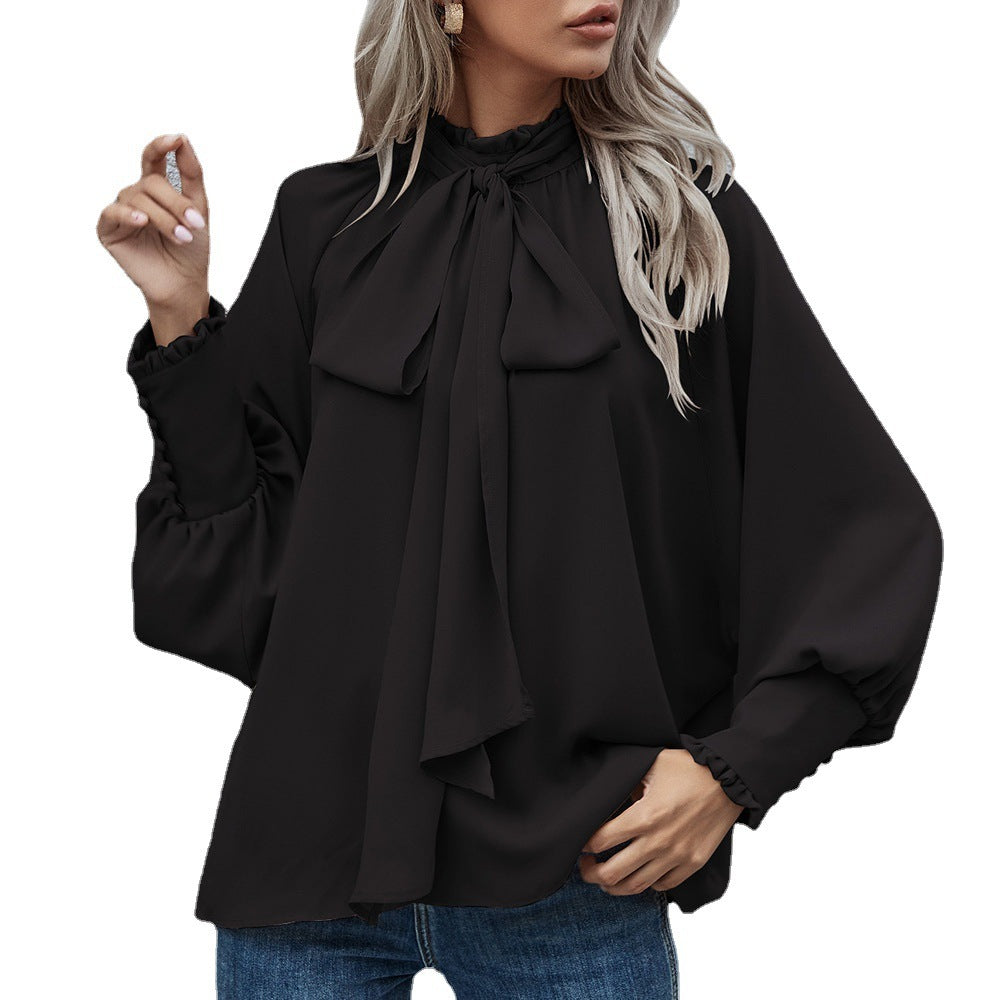 Fashion Bowknot Women's Clothing Loose All-matching Top