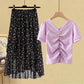 Chic Chiffon T-shirt And High-waisted Skirt Two-piece Set