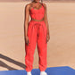 Two-piece Suit Of New Solid Color Suspenders Casual Pants