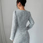 Elegant Plaid-Striped Tailored Long-Sleeve Dress