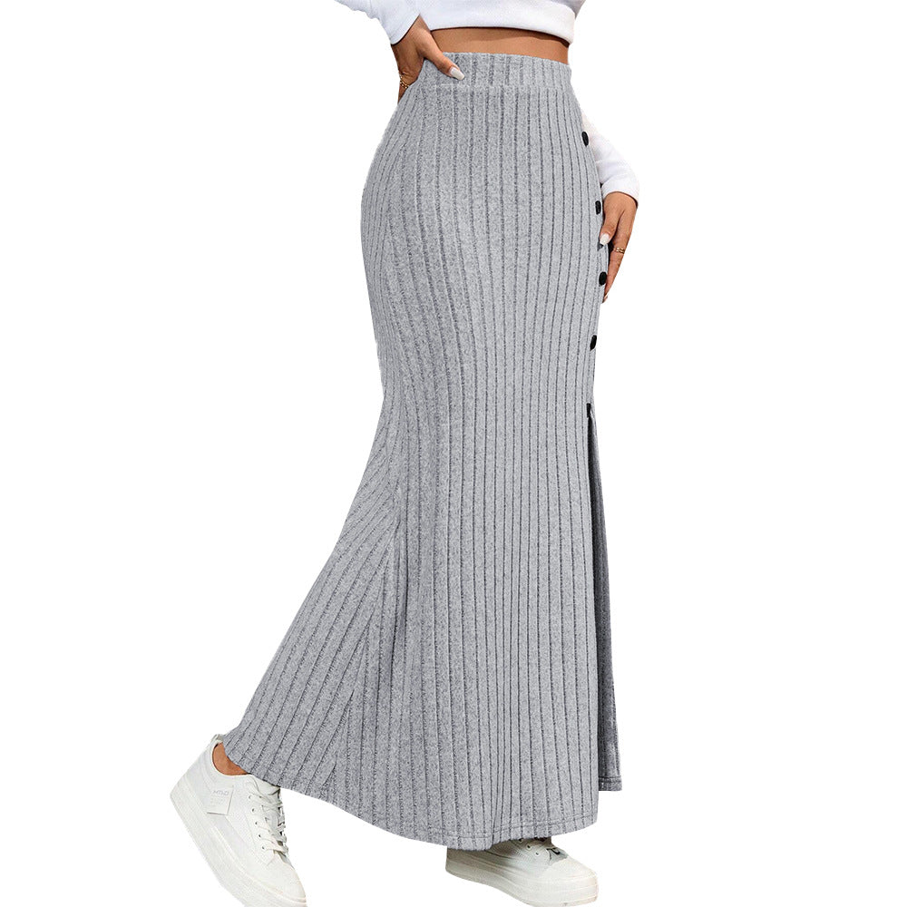 Women's Simple Commuting Pencil Skirt Autumn Winter New Versatile High Waist Flowy Long Skirt