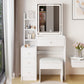 Small Size Left Bedside Cabinet Vanity Table   Cushioned Stool, Extra Large Touch Control Sliding LE
