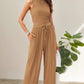 Trousers Elastic Waist Loose-fitting Sleeveless Shirt Suit