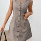 French Style Retro Plaid Sleeveless Women's Lapel Dress