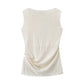 Solid Color Sleeveless Top High Waist Casual Pants Suit