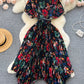 Waist Slimming A- Line Pleated Irregular Dress