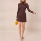 New Sexy High Neck Long Sleeve Floral Print Dress For Women