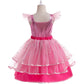 Girl's Simple Cartoon Printed Mesh Dress