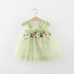 Girl's Mesh Strap Dress Waist Flower Princess Beautiful Dress