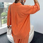 Split Sleeve Shirt Elastic Waist Pants Two Piece Set