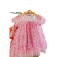 Robe de fée à manches courtes en maille fleurie de style occidental