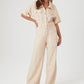 Flip Pocket Tencel Linen Jumpsuit For Women