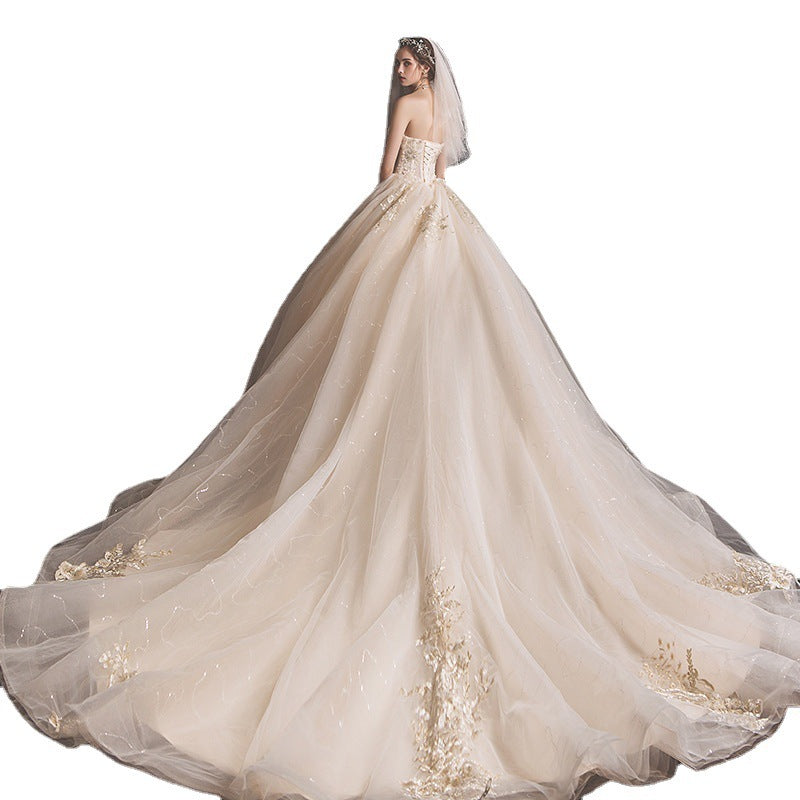 Haut tube d'été de mariée avec jupe traînante style Mori