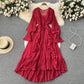 Fashion Solid Color And V-neck Ruffled Flared Sleeve Dress