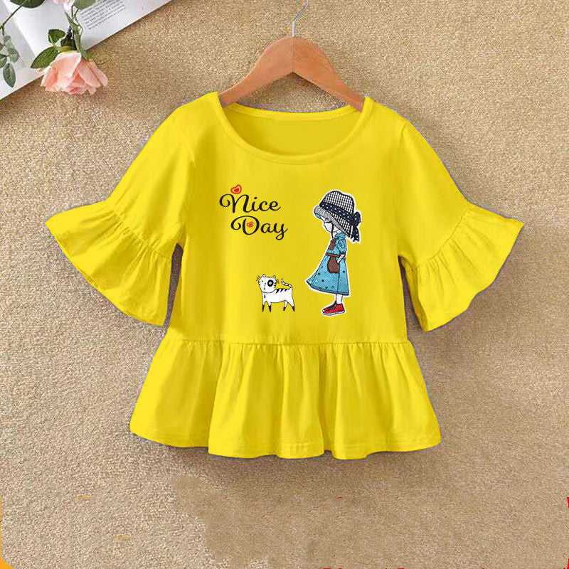 T-shirt à manches volantées pour enfant, bas d'été