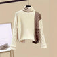 Fashion Polo Collar Contrast Color High Class Elegant Design Woolen Skirt Two-piece Set