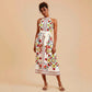 Women's Floral Print Lace-up Sleeveless Mid-length Dress