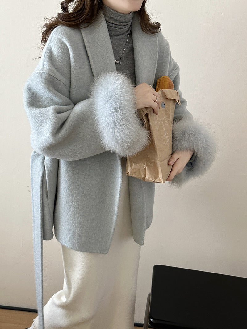 Manteau réversible en cachemire Advanced Sense avec haut noué sur le devant