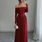 Women's Solid-Color French-Style Off-the-Shoulder Knitted Dress