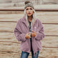 Fashion Women's Zipper Loose Thick Woolen Coat