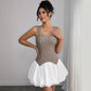 Color Block Stretchy Slim Fit Short Suspender Dress For Women