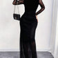 Elegant Womens Leopard-Print Sheer Long-Sleeve Bodycon Dress