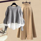 Women's Casual Fashion Fake Two-piece Top Slim Fit Skirt Two-piece Set