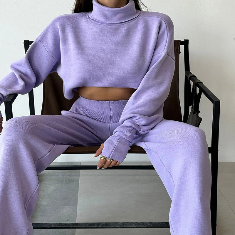 Ensemble haut ample à manches longues et col roulé pour femme, nouvelle collection européenne et américaine, mode décontractée, automne et hiver