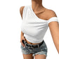 Women's Fashion Personality Slim Fit Shoulder T-shirt