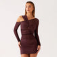 Womens Sexy Mesh Long-Sleeve Dress