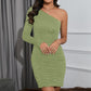 Off-shoulder Feature Pleated Shoulder Evening Party Personality Dress