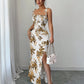 Printed Slip Dress, High-waisted Floral Maxi Dress