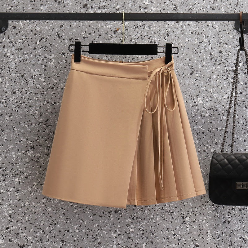 Ladies Irregular High Waist Pleated Skirt Suit
