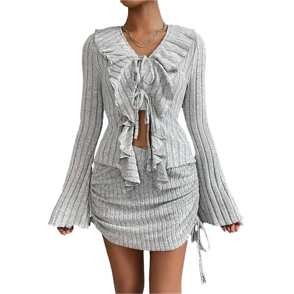 Women's Elegant Fashion Ruffled Slim-fit Suit