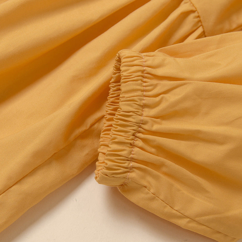 Fashion New Style Yellow Bow Girl's Western Dress