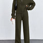 Autumn And Winter New European And American Women's Casual Loose Zip Top And Trousers Two-piece Set