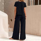 Casual Fashion Solid Color Top Suit Wide Leg Pants