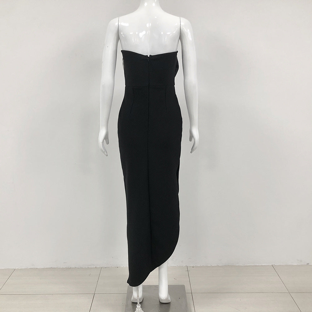 Slim Fit Tube Top Maxi Dress Women's Large Flower Summer Bandage Dress