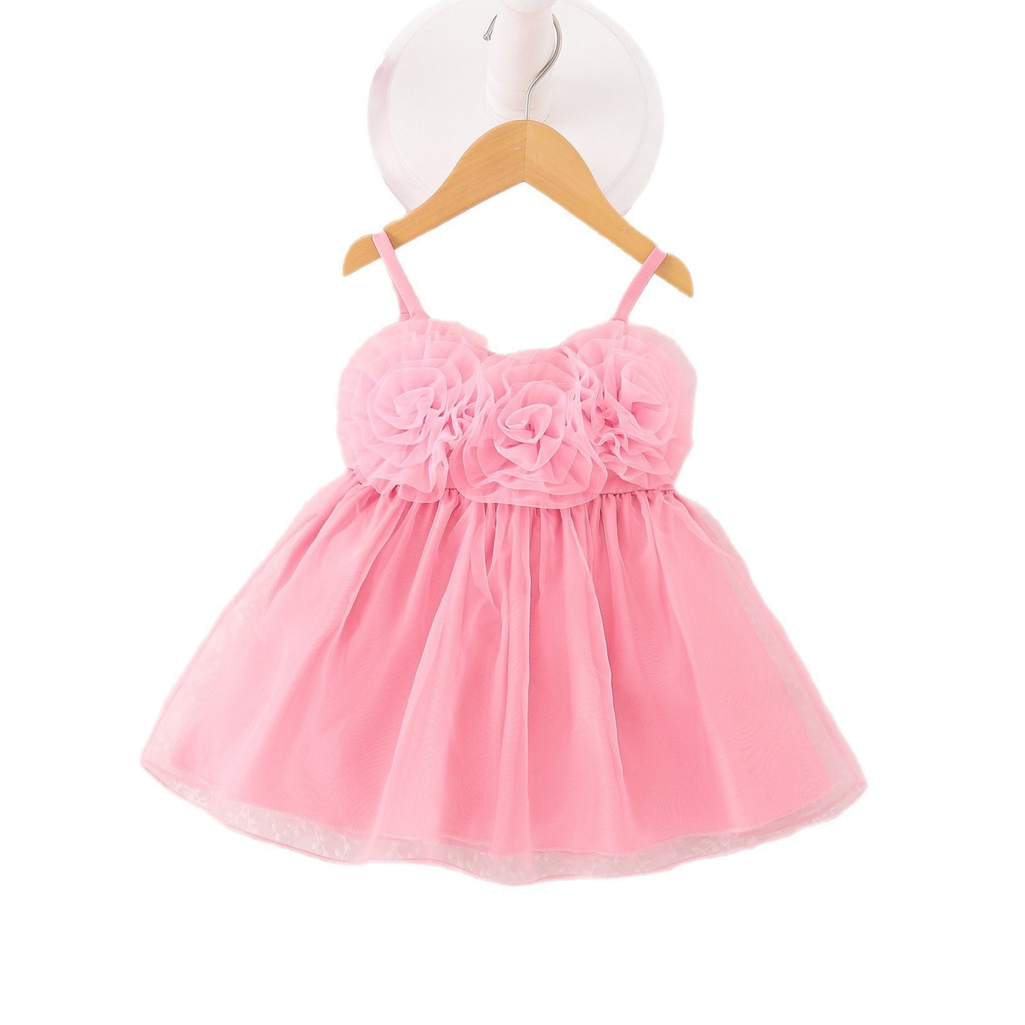 Floral Mesh Straps Girls Princess Dress