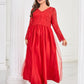 Women's Mesh Lace Long Sleeve Wedding A- Line Skirt