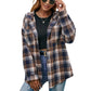 Loose Casual Long Sleeve Single Breasted Check Hooded Jacket