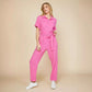 Women's Solid Color Short-sleeved Jumpsuit Trousers