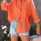 Women's Fashion Polo Collar Pocket Candy Color Shirt Top